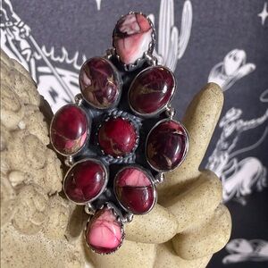 The Colors of Love and Passion
Rose Dahlia 9 stone cluster Ring 
Adjustable